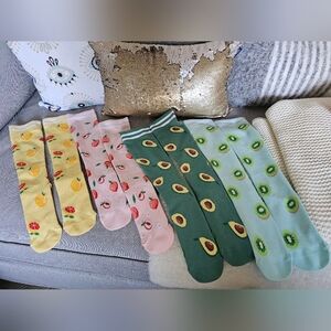 NEW: Colorful Fruit Patterned Socks Set--6 Pairs!